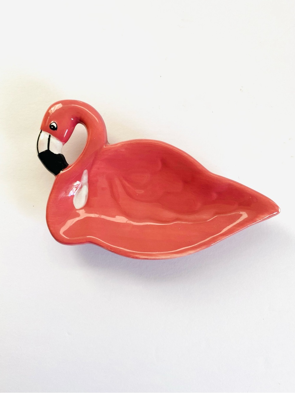 Pink Flamingo Trinket Dish 80s Tropical Kitschy